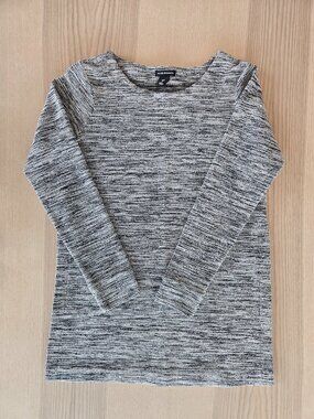 Club Monaco Keni Tweed Top | Black White Textured Knit with Side Slits